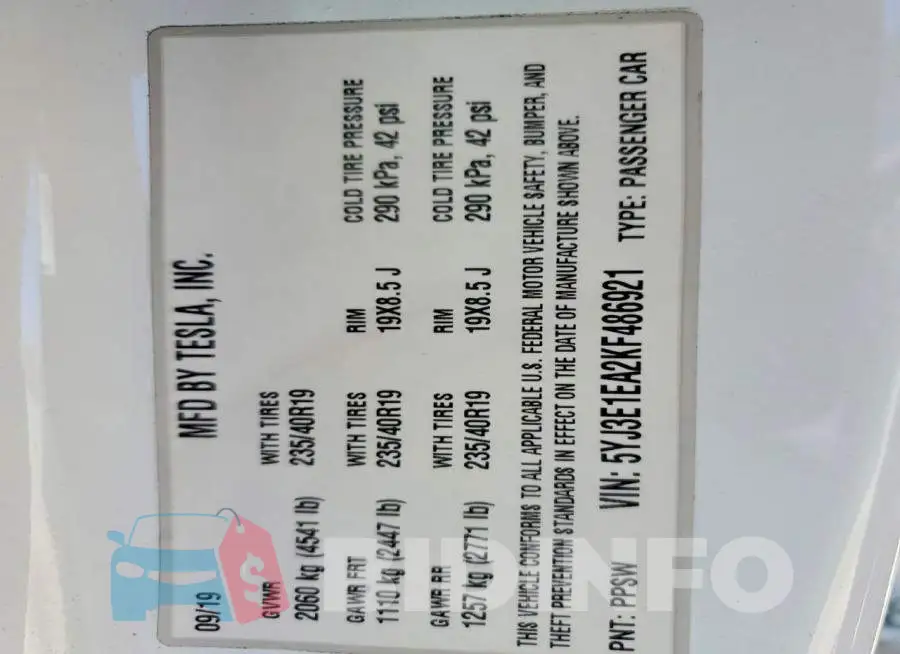 5YJ3E1EA2KF486921 Photo# 12