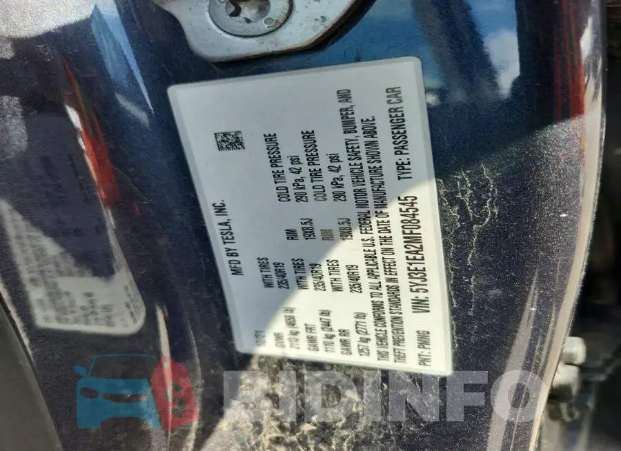 5YJ3E1EA2MF084545 Photo# 12