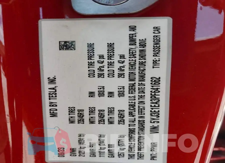 5YJ3E1EA3PF641662 Photo# 13