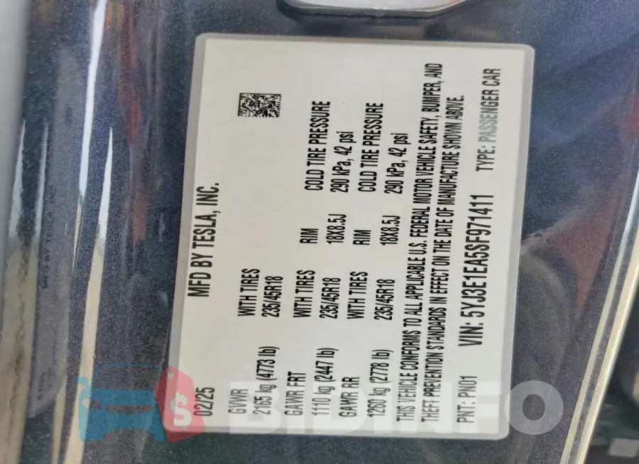 5YJ3E1EA5SF971411 Photo# 13