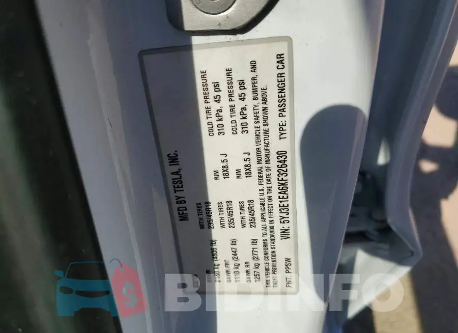 5YJ3E1EA6KF326430 Photo# 12