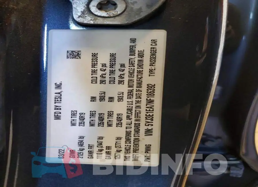 5YJ3E1EA7NF186392 Photo# 12