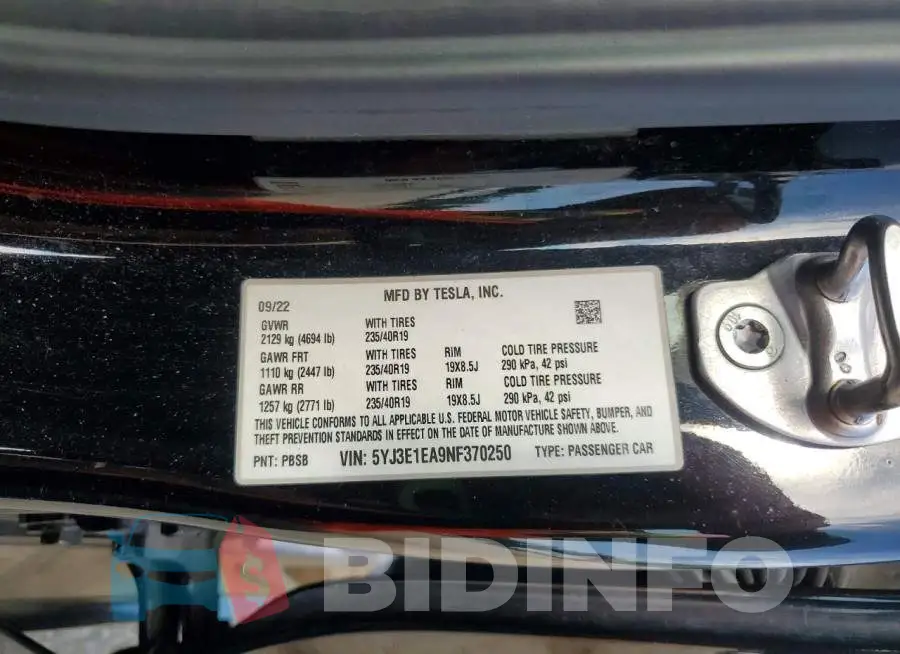 5YJ3E1EA9NF370250 Photo# 12