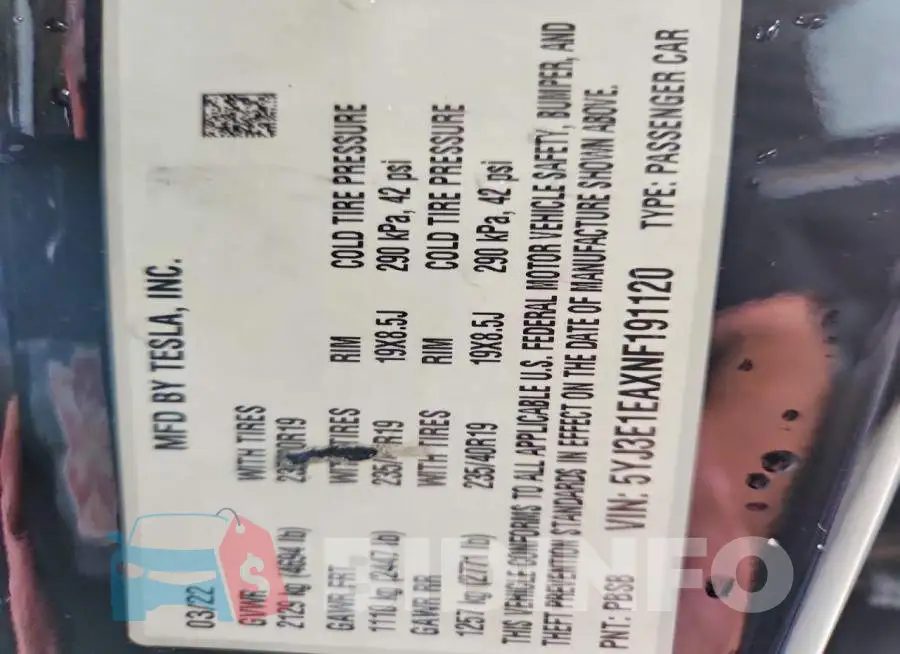 5YJ3E1EAXNF191120 Photo# 12