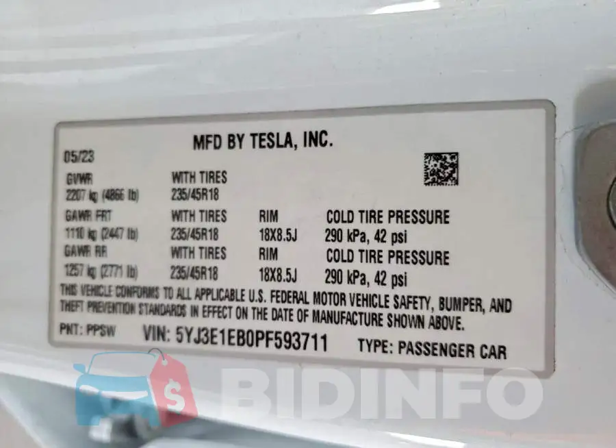 5YJ3E1EB0PF593711 Photo# 12
