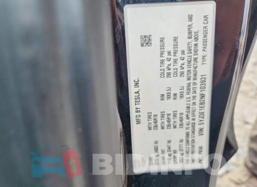 5YJ3E1EB2NF103931 Photo# 12