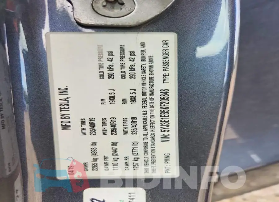5YJ3E1EB5KF205848 Photo# 12