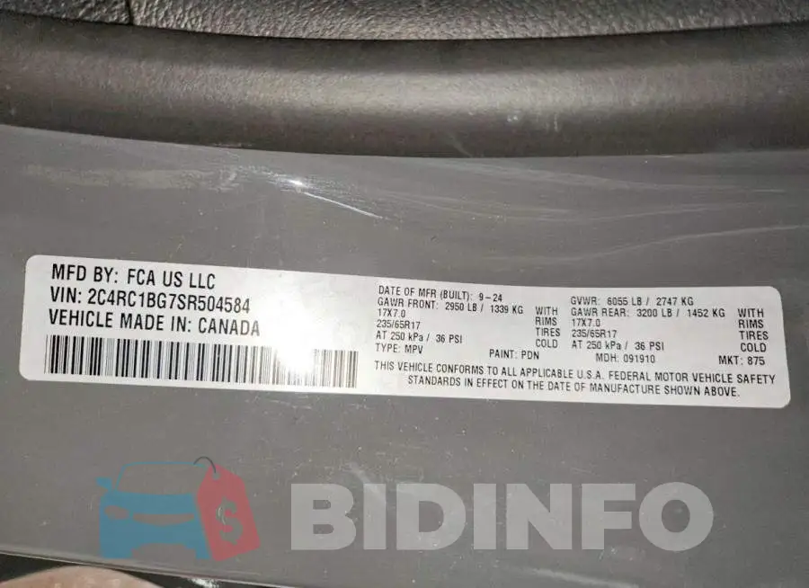 2C4RC1BG7SR504584 Photo# 13