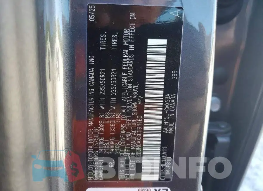 2T2BBMCAXSC091460 Photo# 13