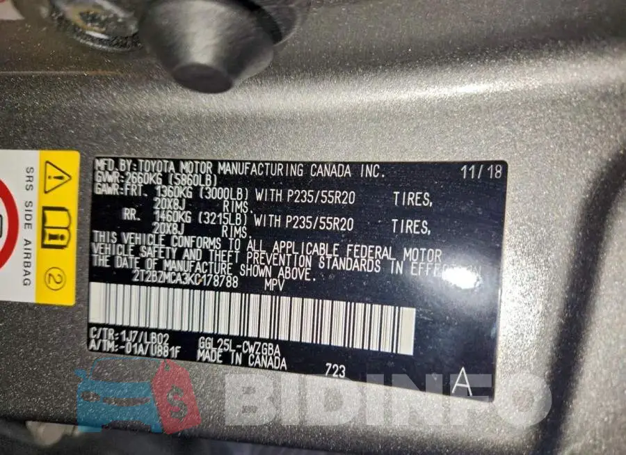 2T2BZMCA3KC178788 Photo# 13