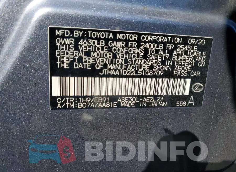 JTHAA1D22L5108709 Photo# 12
