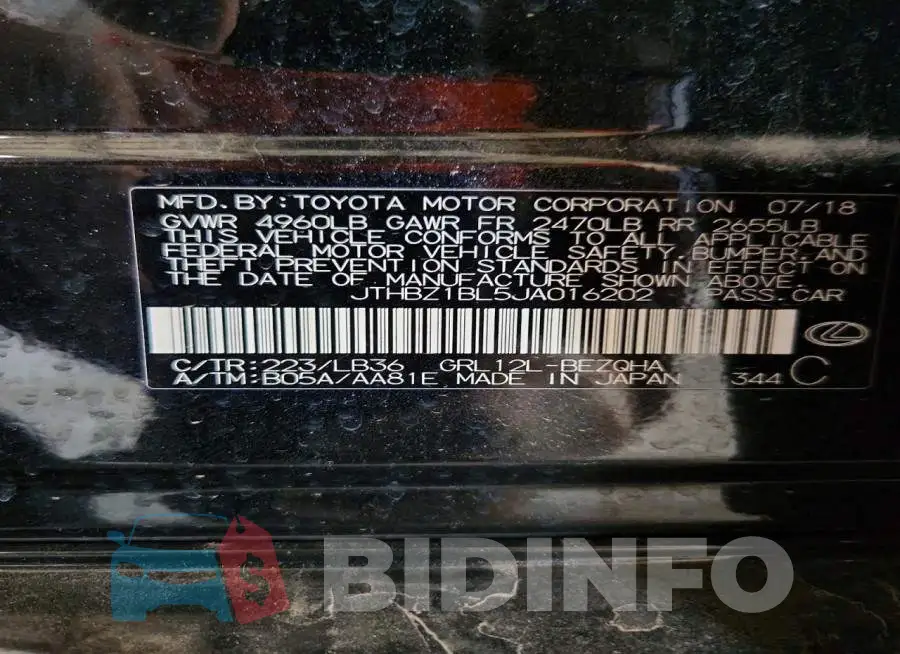 JTHBZ1BL5JA016202 Photo# 13