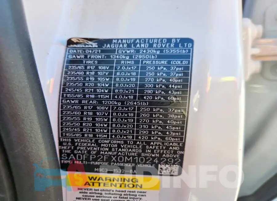 SADFP2FX0M1024292 Photo# 14
