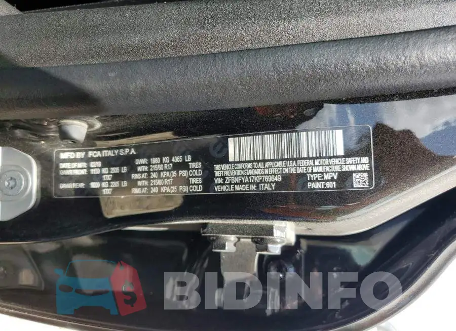 ZFBNFYA17KP769649 Photo# 13