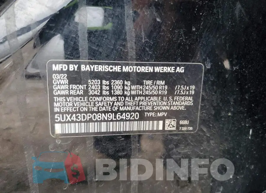 5UX43DP08N9L64920 Photo# 14