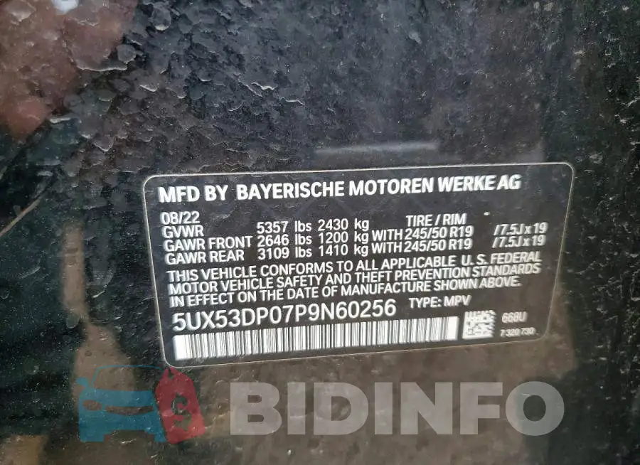 5UX53DP07P9N60256 Photo# 13