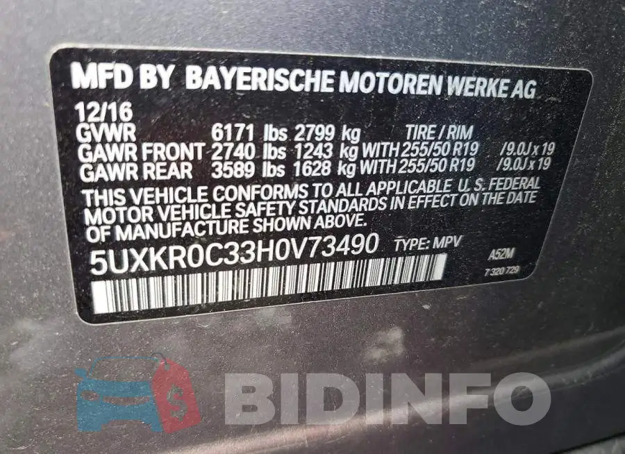 5UXKR0C33H0V73490 Photo# 13