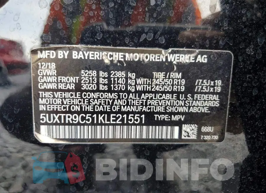 5UXTR9C51KLE21551 Photo# 13