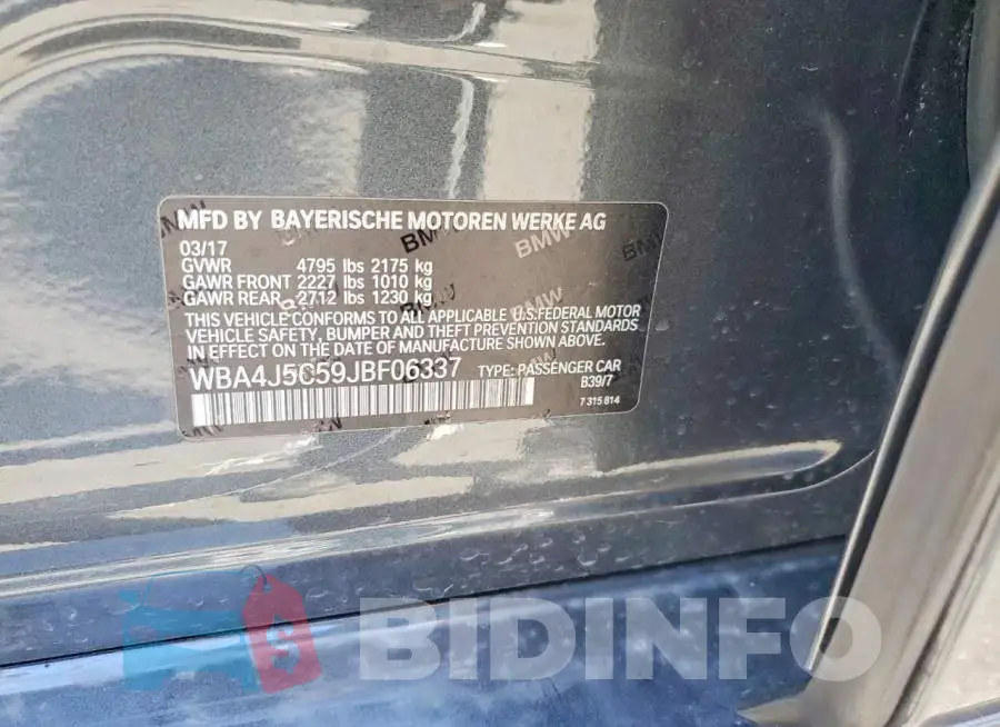 WBA4J5C59JBF06337 Photo# 12