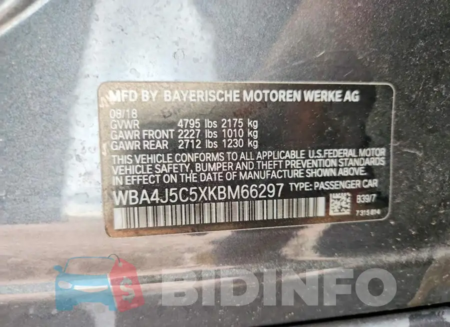 WBA4J5C5XKBM66297 Photo# 12