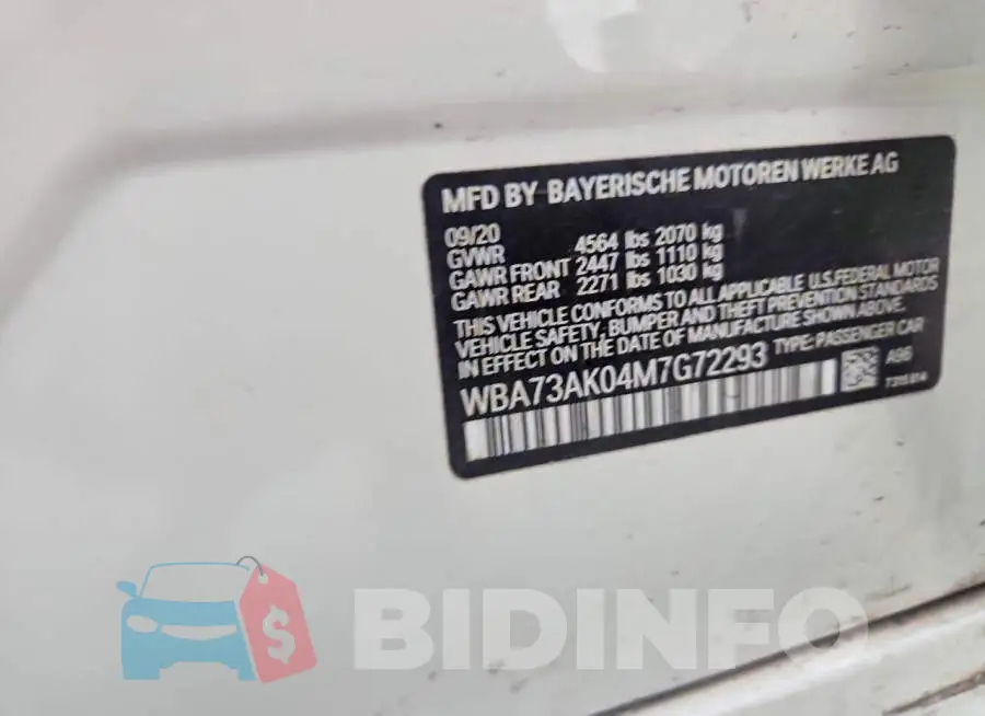 WBA73AK04M7G72293 Photo# 12