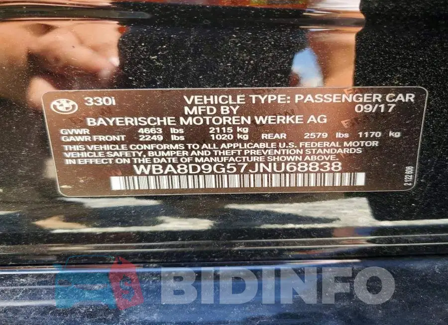 WBA8D9G57JNU68838 Photo# 12