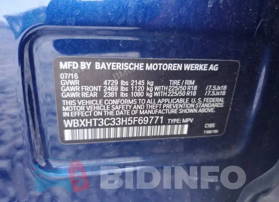 WBXHT3C33H5F69771 Photo# 13