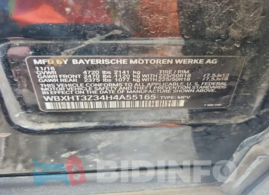 WBXHT3Z34H4A55165 Photo# 13