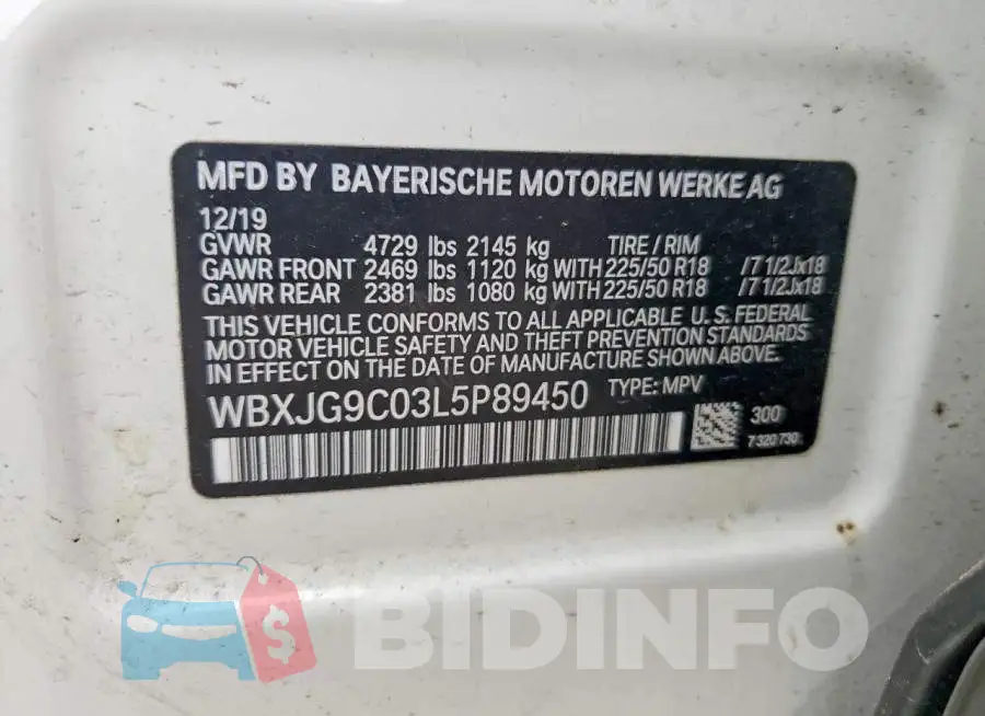 WBXJG9C03L5P89450 Photo# 14