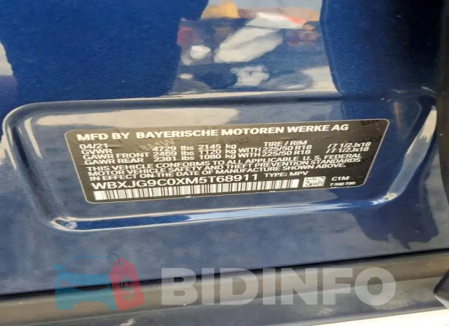 WBXJG9C0XM5T68911 Photo# 12
