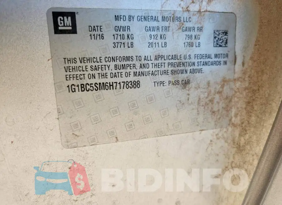 1G1BC5SM6H7178388 Photo# 12