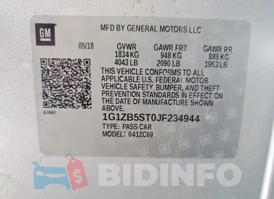 1G1ZB5ST0JF234944 Photo# 13