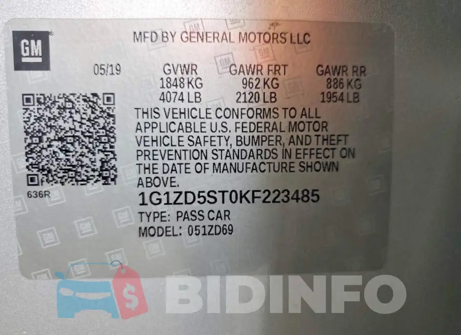 1G1ZD5ST0KF223485 Photo# 13
