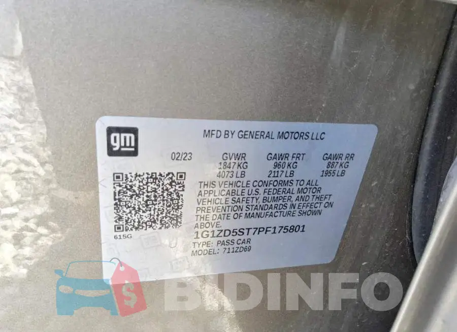 1G1ZD5ST7PF175801 Photo# 13