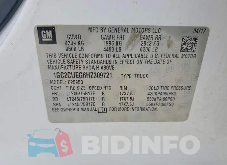 1GC2CUEG6HZ309721 Photo# 12