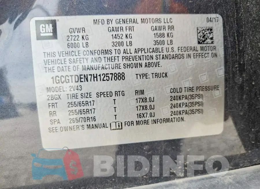 1GCGTDEN7H1257888 Photo# 12