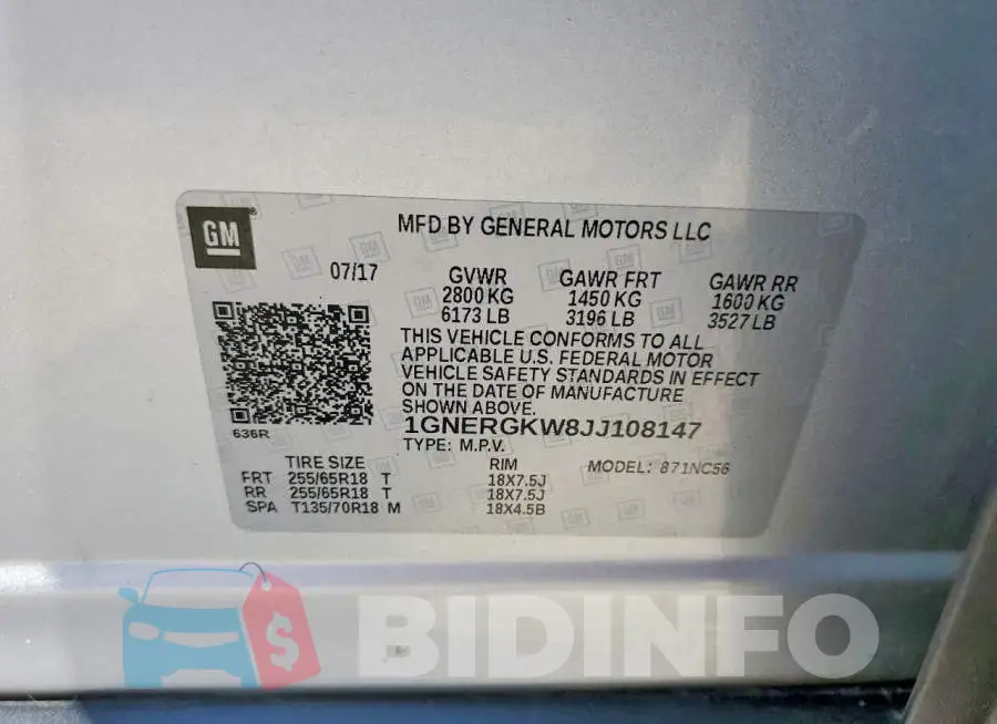 1GNERGKW8JJ108147 Photo# 13