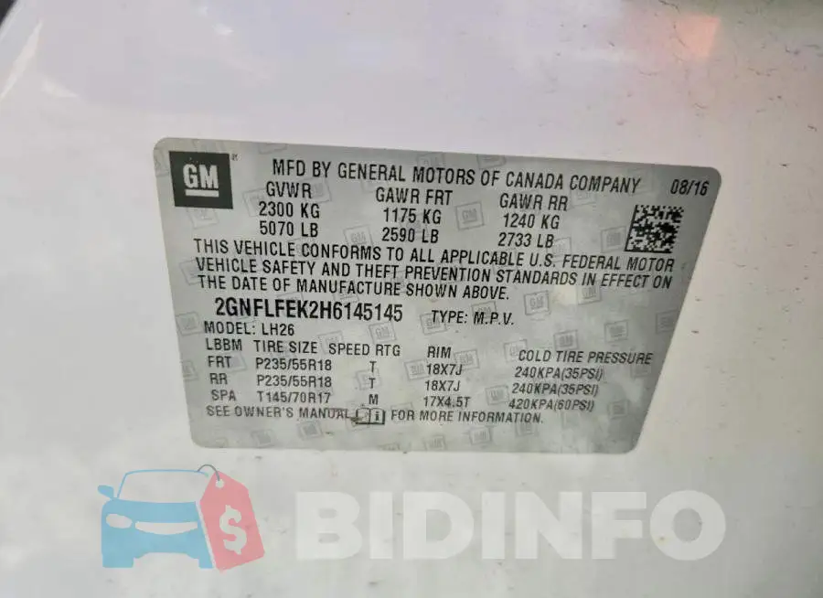 2GNFLFEK2H6145145 Photo# 13