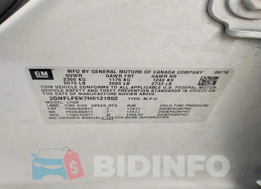 2GNFLFEK7H6121892 Photo# 13