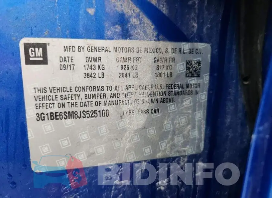 3G1BE6SM8JS525100 Photo# 12
