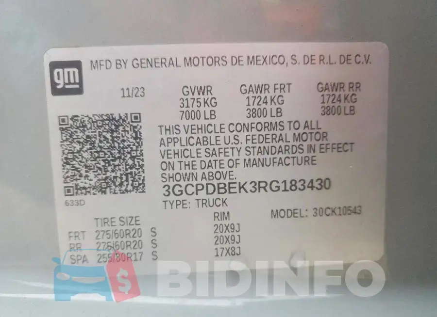 3GCPDBEK3RG183430 Photo# 13