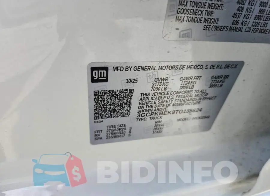 3GCPKBEK8TG185624 Photo# 12