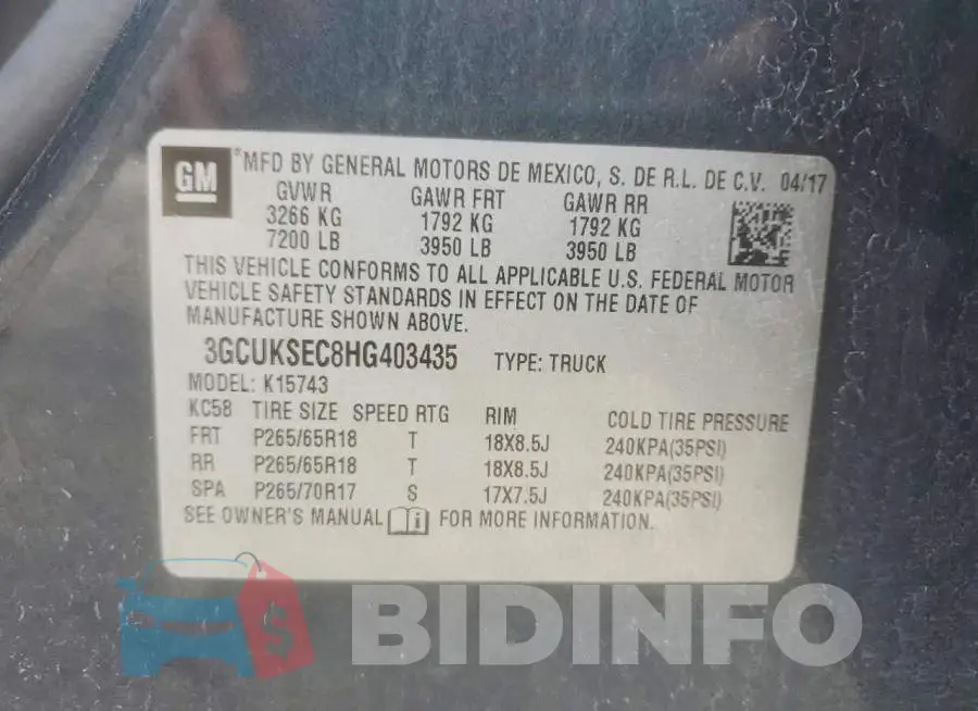 3GCUKSEC8HG403435 Photo# 13