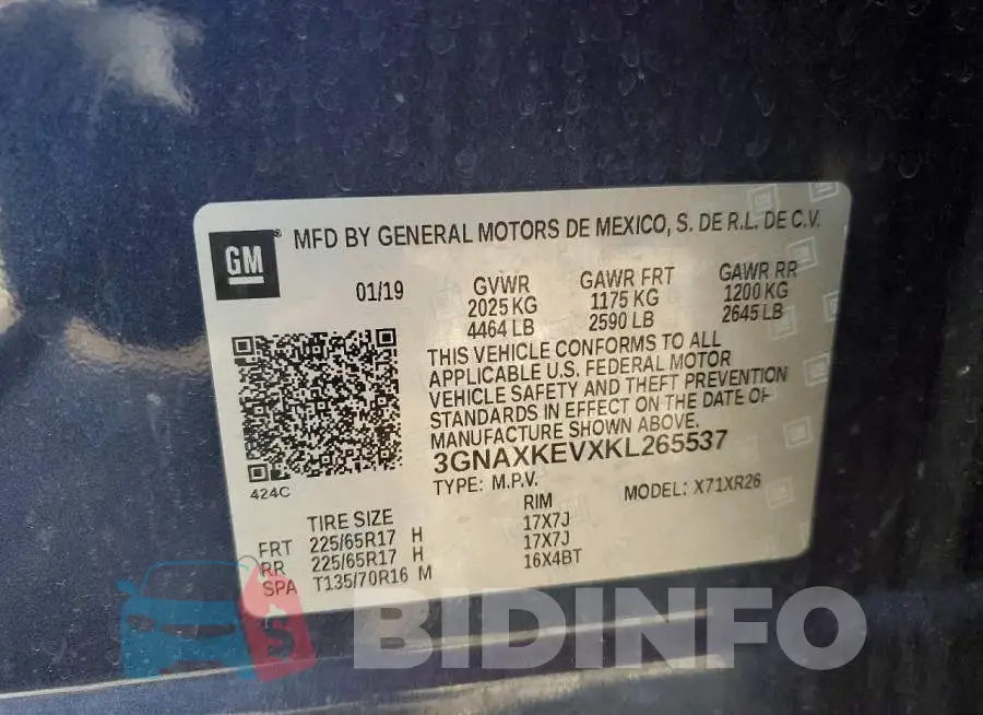 3GNAXKEVXKL265537 Photo# 13