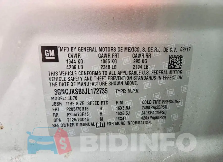 3GNCJKSB5JL172735 Photo# 13