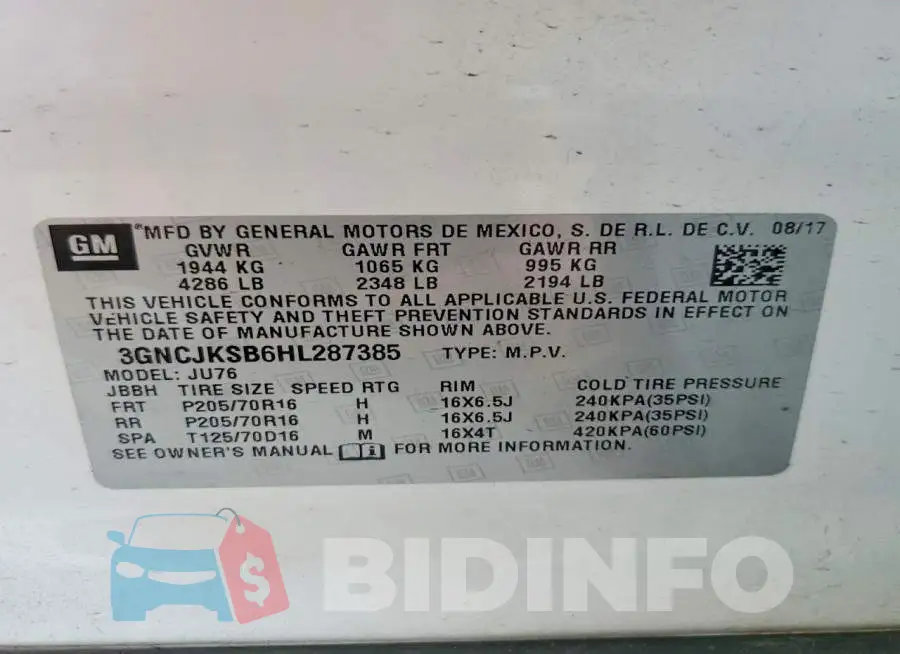 3GNCJKSB6HL287385 Photo# 12