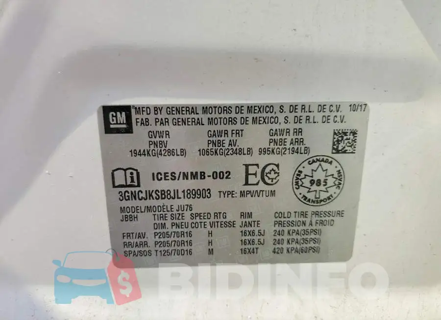 3GNCJKSB8JL189903 Photo# 13