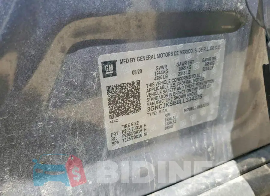 3GNCJKSB8LL334375 Photo# 12