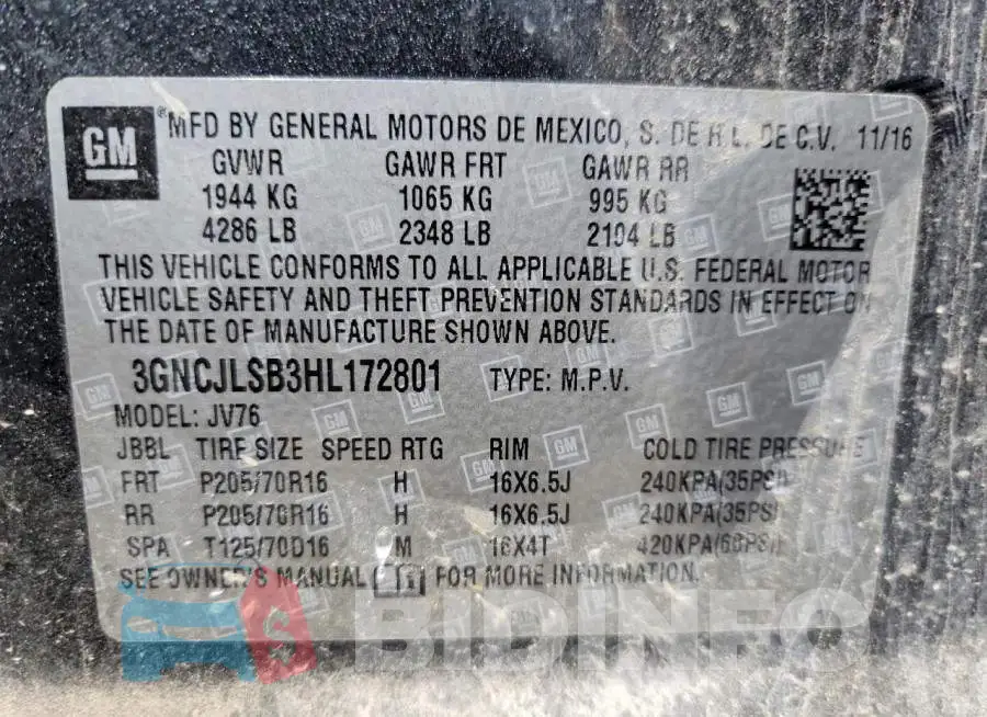 3GNCJLSB3HL172801 Photo# 12