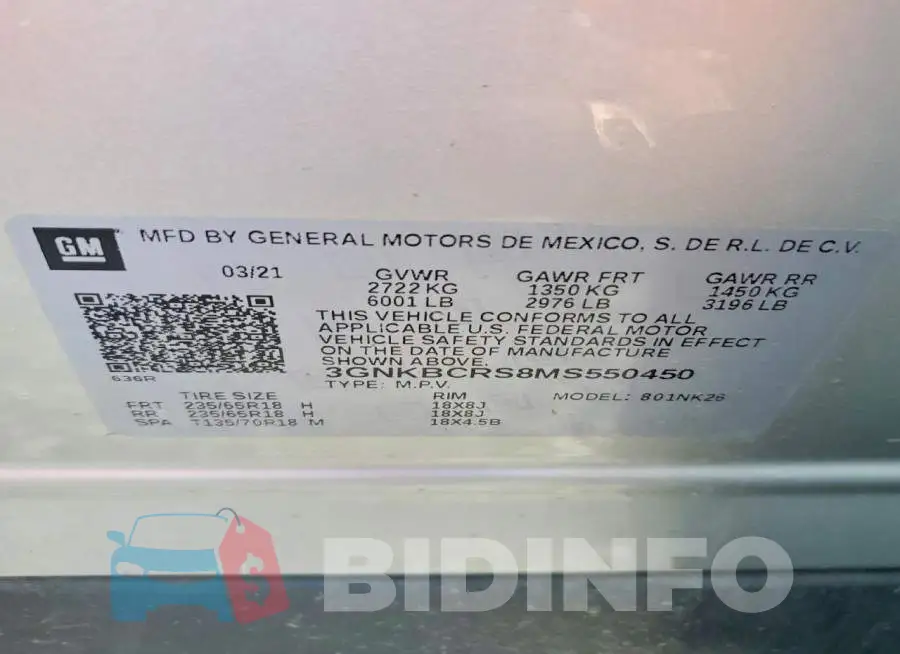 3GNKBCRS8MS550450 Photo# 14
